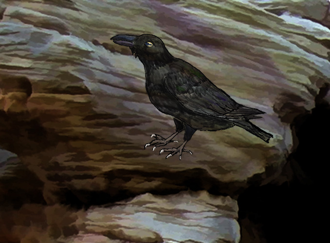 Raven Painting in Gabillou Cave